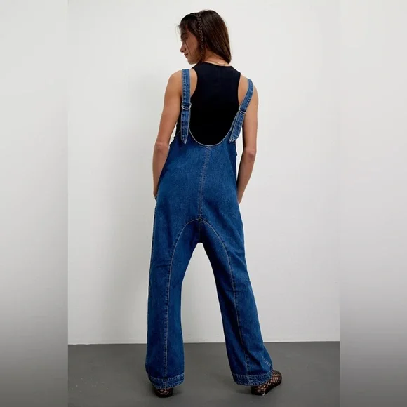 Free People We The Free High Roller Jumpsuit XS Slouchy Wide Leg Boho EUC - Picture 2 of 7